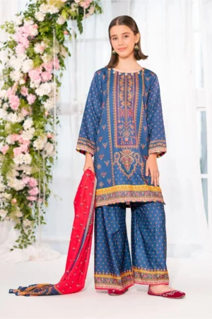 Herringbone Digital Printed Blue (3 Pc Suit)