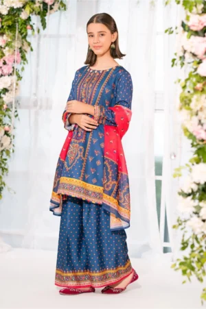 Herringbone Digital Printed Blue (3 Pc Suit)
