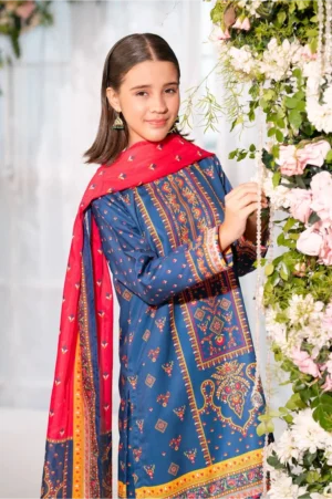 Herringbone Digital Printed Blue (3 Pc Suit)