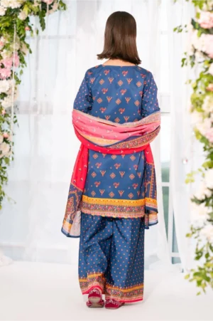 Herringbone Digital Printed Blue (3 Pc Suit)