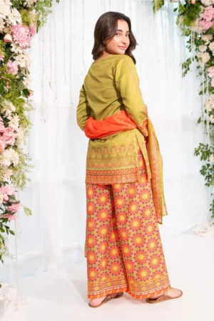 Herringbone Digital Printed Lime Green (3 Pc Suit)