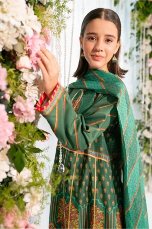 Herringbone Digital Printed Green (3 Pc Suit)