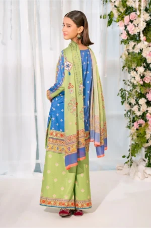 Herringbone Digital Printed Green & Blue (3 Pc Suit)