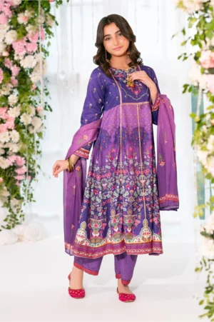 Herringbone Digital Printed Purple (3 Pc Suit)