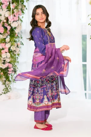 Herringbone Digital Printed Purple (3 Pc Suit)