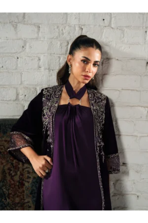 Gloria Deep Plum Embellished Velvet