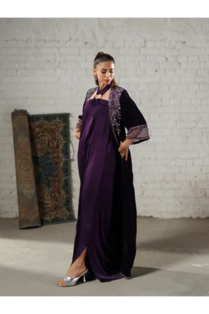 Gloria Deep Plum Embellished Velvet
