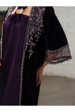 Gloria Deep Plum Embellished Velvet