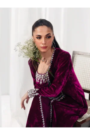 Hot Pink French Velvet Gown Set
