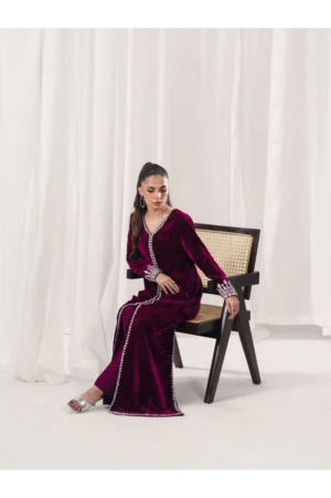Hot Pink French Velvet Gown Set