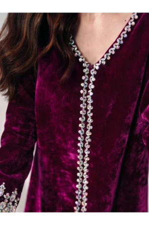 Hot Pink French Velvet Gown Set