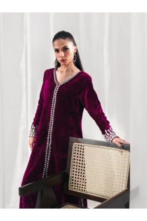 Hot Pink French Velvet Gown Set