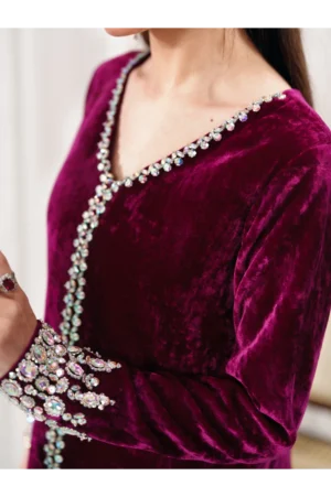 Hot Pink French Velvet Gown Set