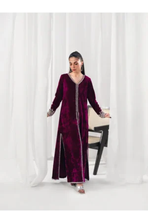 Hot Pink French Velvet Gown Set