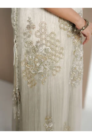 Ivory Gold Organza Lehnga Set with Dupatta