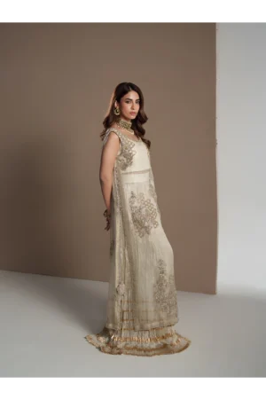 Ivory Gold Organza Lehnga Set with Dupatta