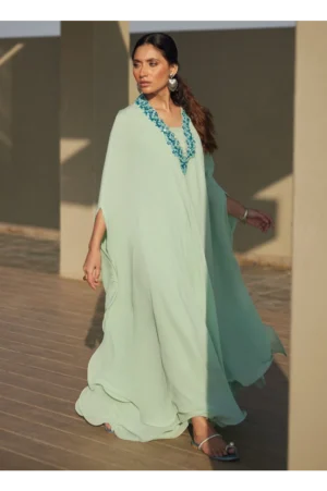 Nika Iceblue Chiffon Kaftan