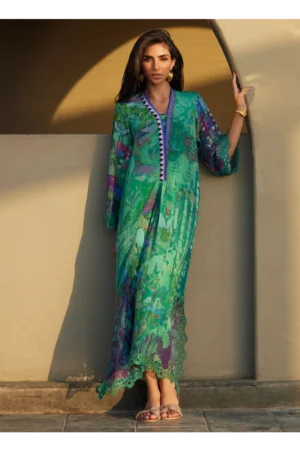 Ariel Emerald Crepe Kaftan