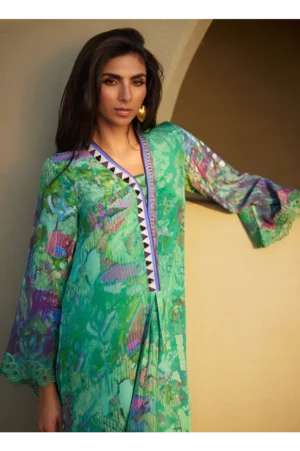 Ariel Emerald Crepe Kaftan