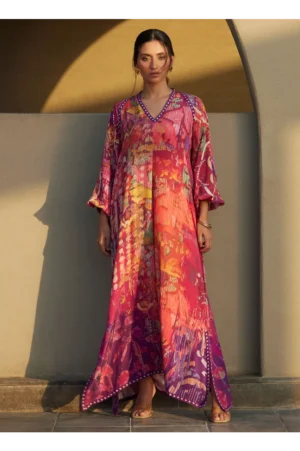 Mischa Magenta Crepe Kaftan