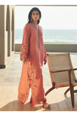Nami Coral Silk Kaftan