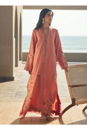 Nami Coral Silk Kaftan