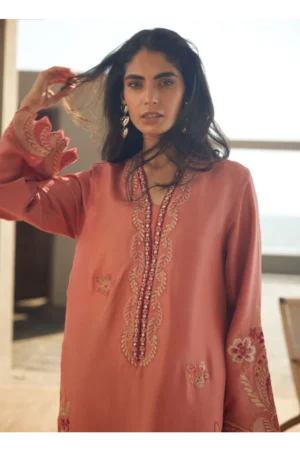 Nami Coral Silk Kaftan