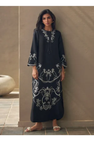 Serai Black Silk Kaftan