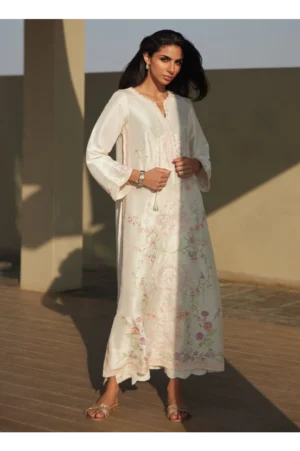 Coraline Ivory Silk Kaftan