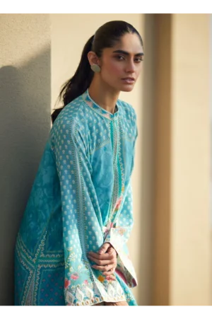 Amaris Sky-Blue Crepe Kaftan