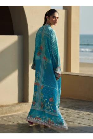 Amaris Sky-Blue Crepe Kaftan