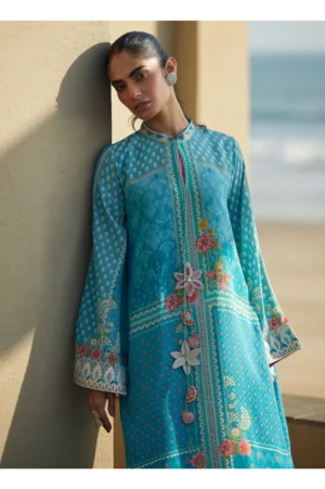 Amaris Sky-Blue Crepe Kaftan