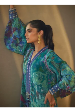 Tulum Blue Crepe Kaftan