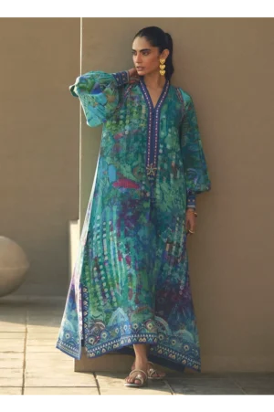 Tulum Blue Crepe Kaftan