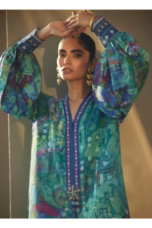 Tulum Blue Crepe Kaftan