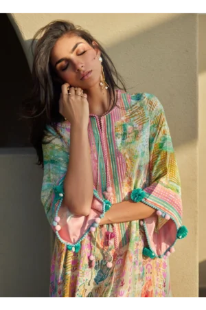 Riviera Rose Crepe Kaftan