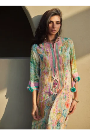 Riviera Rose Crepe Kaftan