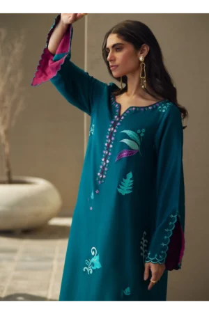 Azurea Teal Silk Kaftan