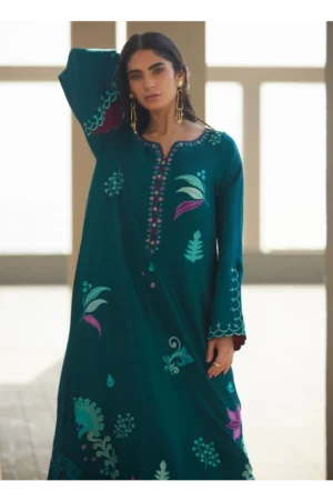 Azurea Teal Silk Kaftan
