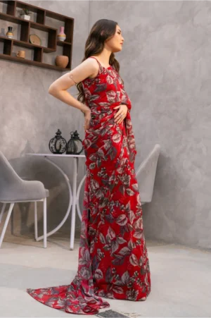 Crimson Bloom Saree