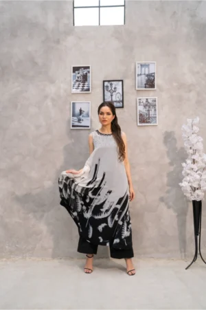 Featherstroke Long Dress