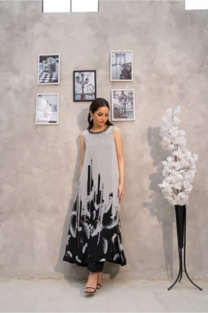 Featherstroke Long Dress