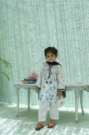 Blue-white shalwar kameez