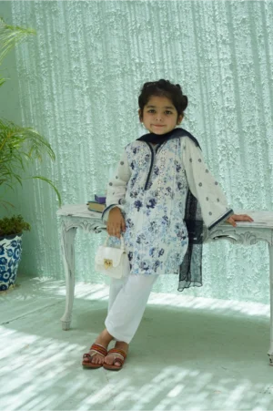 Blue-white shalwar kameez