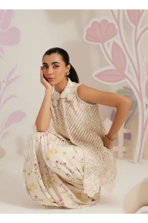 Isobel Jacket with Ivory Printed Crepe Skirt
