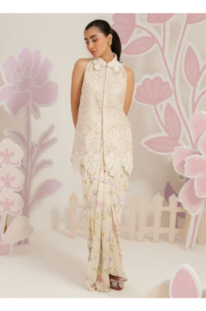Isobel Jacket with Ivory Printed Crepe Skirt