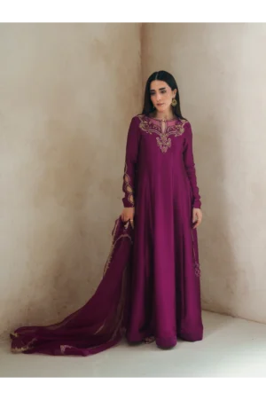 Fuchsia Sheesha Silk Pishwas (3 Piece)