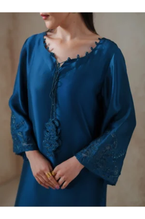 Terra Teal Sheesha Silk Kaftan