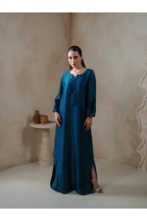 Terra Teal Sheesha Silk Kaftan