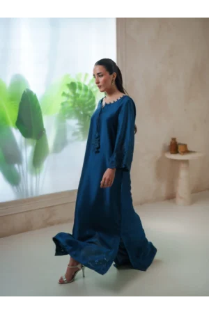Terra Teal Sheesha Silk Kaftan